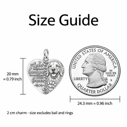 Lived Forever Heart Charm Bracelet – Personalized Pet Gift – size guide, 2 cm charm next to a quarter