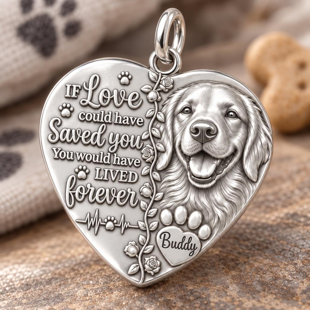 Lived Forever Heart Charm Bracelet – Personalized Pet Gift – macro detail of the charm