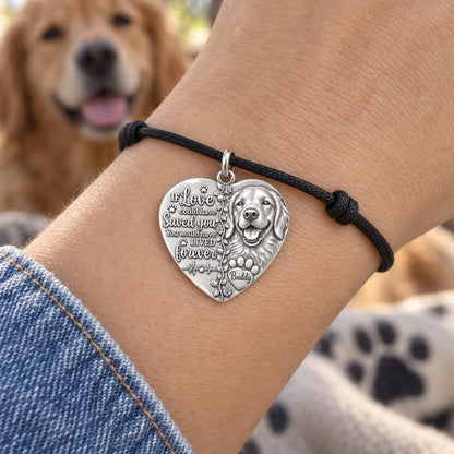 Lived Forever Heart Charm Bracelet – Personalized Pet Gift – worn on the wrist on a black cord bracelet