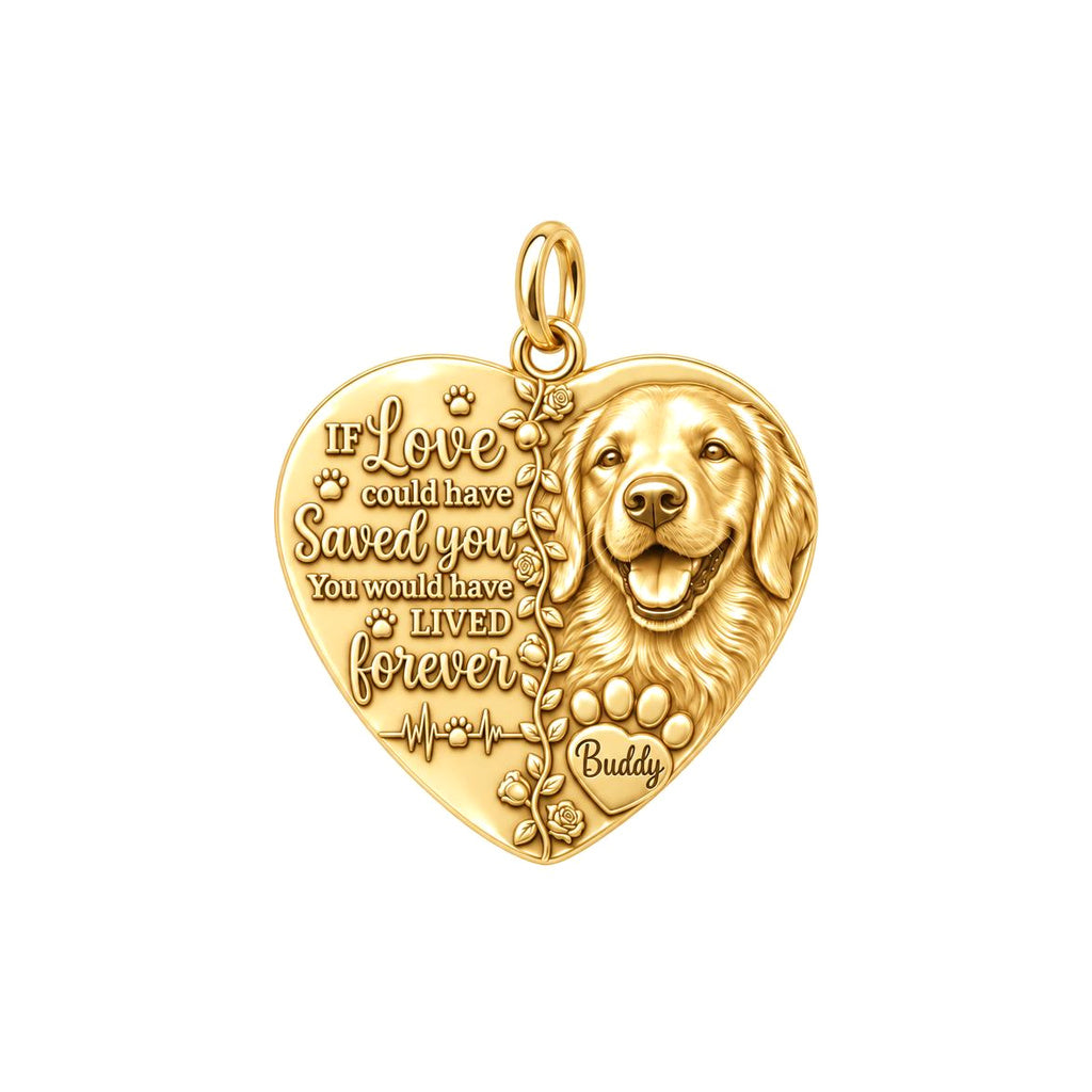 Lived Forever Heart Charm Bracelet – Personalized Pet Gift – 18K gold plated 2 cm charm, front view