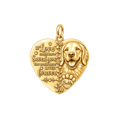 Lived Forever Heart Charm Bracelet – Personalized Pet Gift – 18K gold plated 2 cm charm, front view