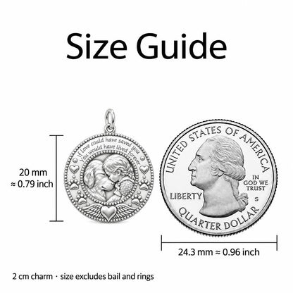 Lived Forever Memorial Charm Bracelet – Personalized Dog Mom Gift – size guide, 2 cm charm next to a quarter