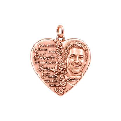 Living Hearts Memorial Charm Bracelet – Personalized Family Gift – rose gold 3 cm charm, front view