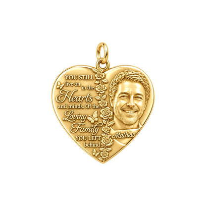 Living Hearts Memorial Charm Bracelet – Personalized Family Gift – 18K gold plated 3 cm charm, front view