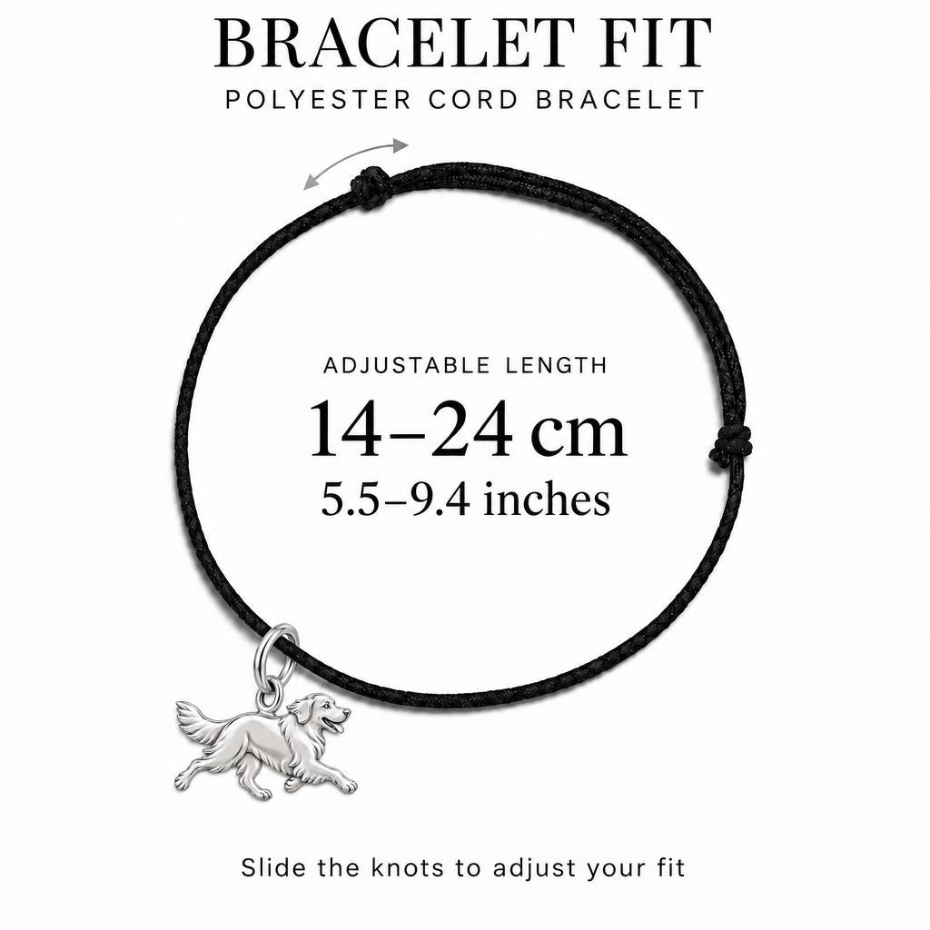 Jack Russell Terrier Little Joy Charm — adjustable black cord bracelet, 14–24 cm