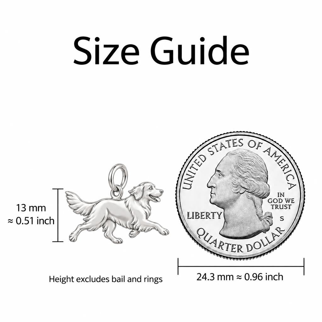 Jack Russell Terrier Little Joy Charm — size guide, 13 mm charm next to a quarter