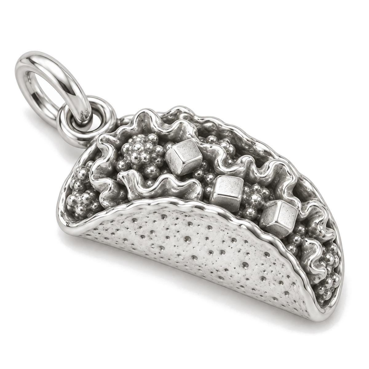 Loaded Taco Charm — Silver Super Macro | charm-topics-remaining-444-2026-09-14 | topic-110