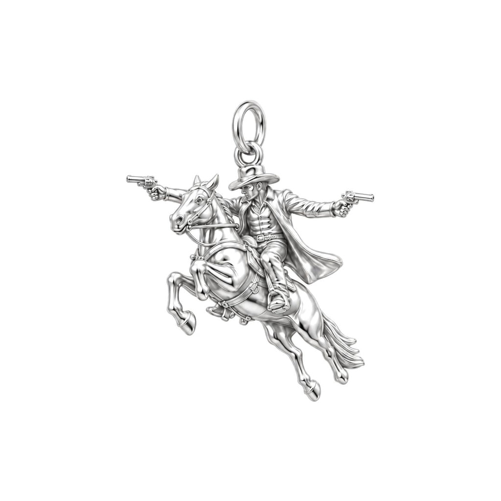 Lone Ranger Cowboy Charm Bracelet – Personalized Dad Gift – silver charm, front view