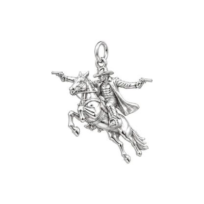 Lone Ranger Cowboy Charm Bracelet – Personalized Dad Gift – silver charm, front view