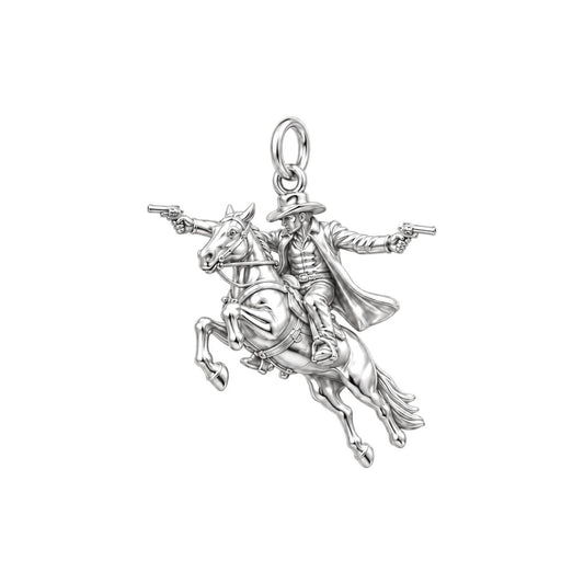 Lone Ranger Cowboy Charm Bracelet – Personalized Dad Gift – silver charm, front view