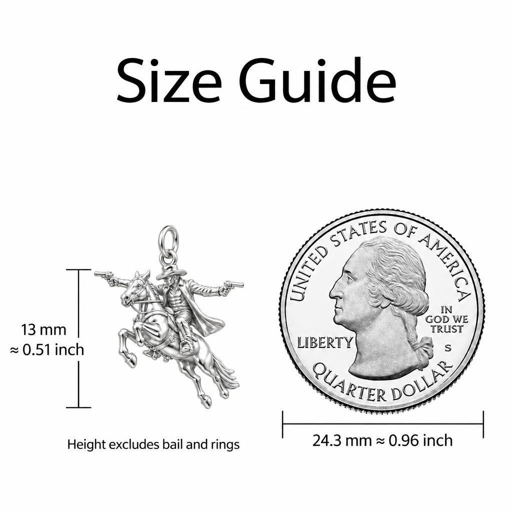 Lone Ranger Cowboy Charm Bracelet – Personalized Dad Gift – size guide, 13 mm charm next to a quarter