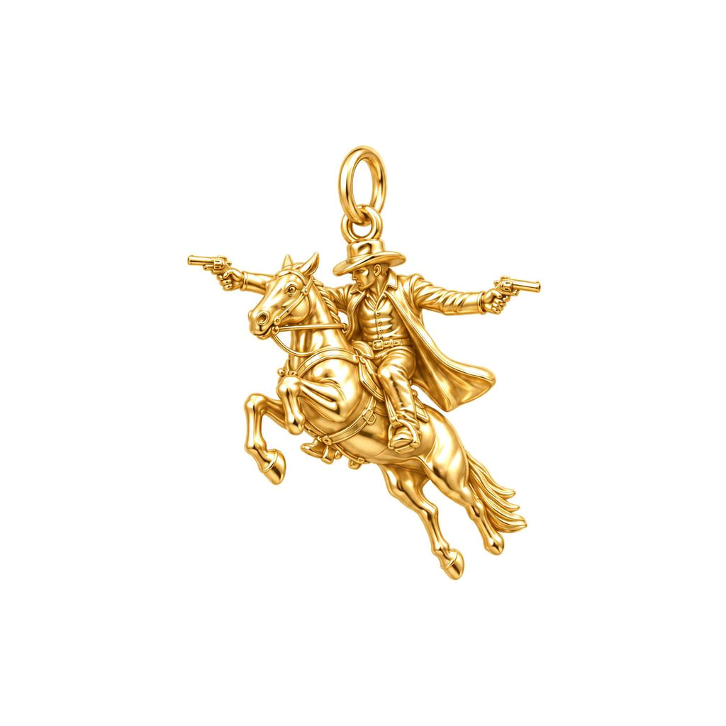 Lone Ranger Cowboy Charm Bracelet – Personalized Dad Gift – 18K gold charm, front view