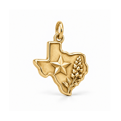 Lone Star Bluebonnet Charm — Gold | charm-topics-remaining-444-2026-09-14 | topic-321