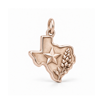 Lone Star Bluebonnet Charm — Rose Gold | charm-topics-remaining-444-2026-09-14 | topic-321