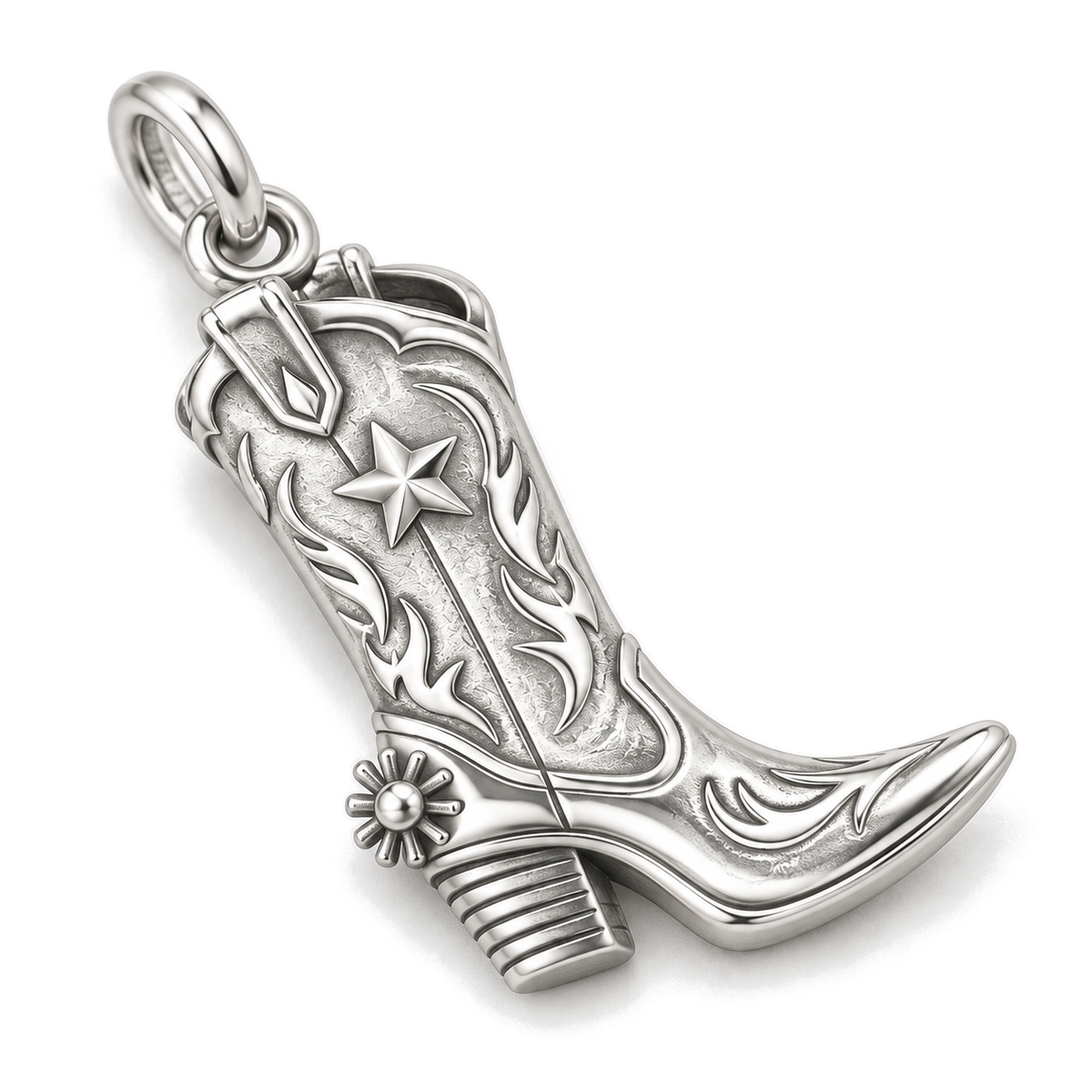 Lone Star Cowboy Boot Charm — Silver Super Macro | charm-topics-remaining-444-2026-09-14 | topic-234