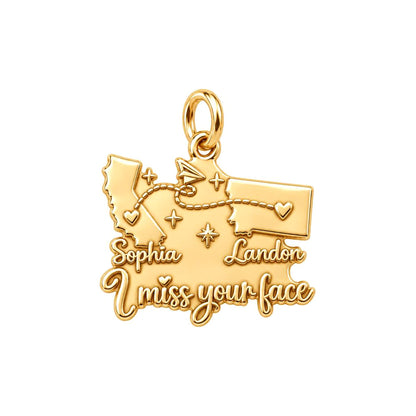 Long Distance Paper Plane Charm Bracelet – Personalized Couple Gift – 18K gold plated 3 cm charm, front view