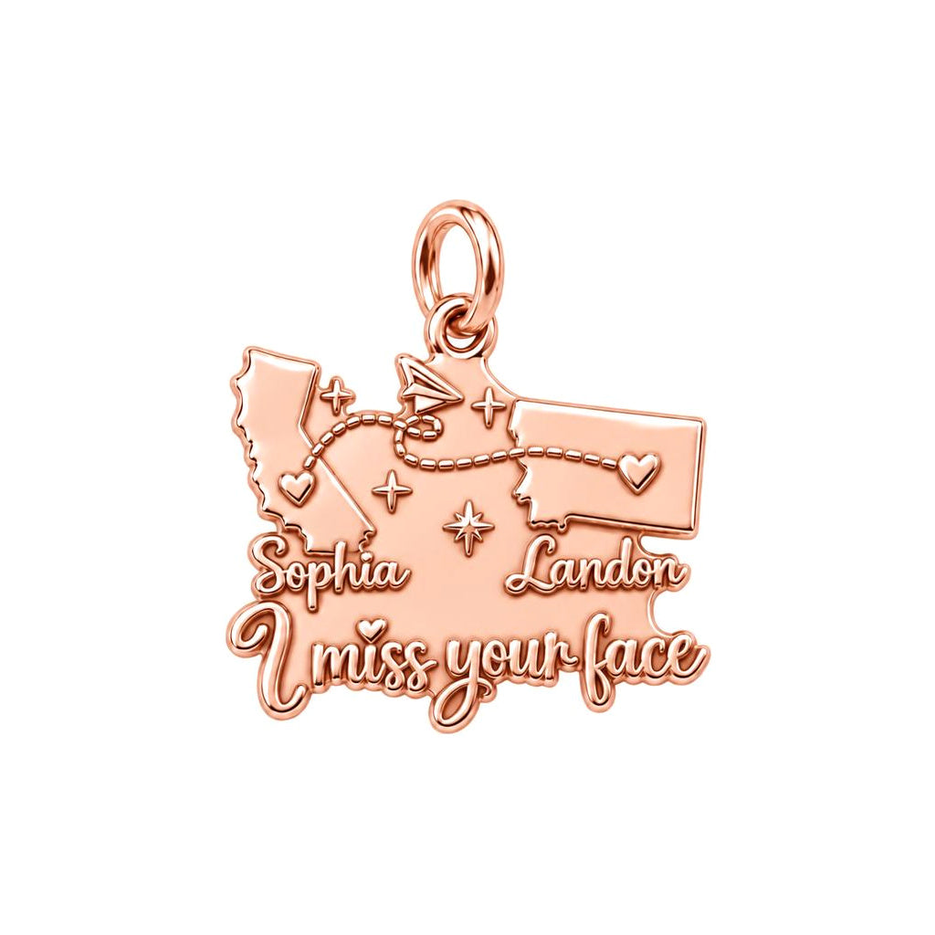 Long Distance Paper Plane Charm Bracelet – Personalized Couple Gift – rose gold 3 cm charm, front view
