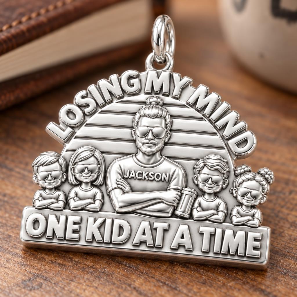Losing My Mind Charm Bracelet – Personalized Dad Gift – macro detail of the charm