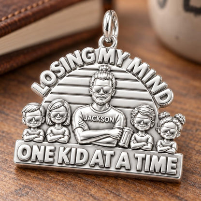 Losing My Mind Charm Bracelet – Personalized Dad Gift – macro detail of the charm