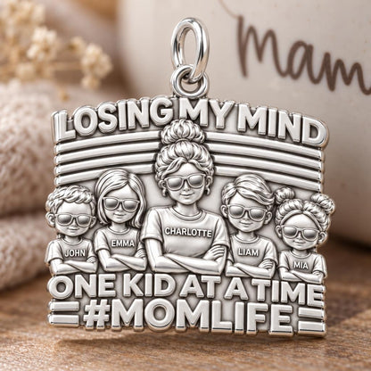 Losing My Mind Charm Bracelet – Personalized Mom Gift – macro detail of the charm