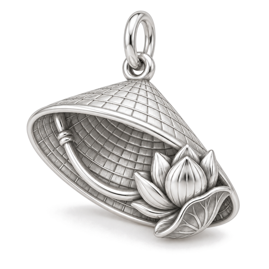 Lotus Conical Hat Charm — Silver Super Macro | charm-topics-remaining-444-2026-09-14 | topic-273