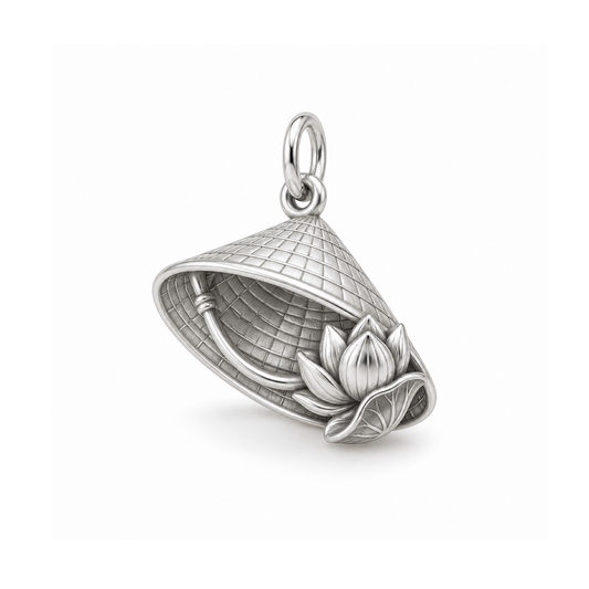 Lotus Conical Hat Charm — Silver | charm-topics-remaining-444-2026-09-14 | topic-273