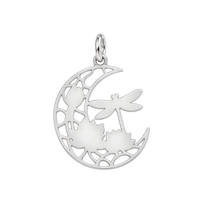 Lotus Moon Dragonfly Charm Bracelet – Personalized Mom Gift – back of the charm, engraving area