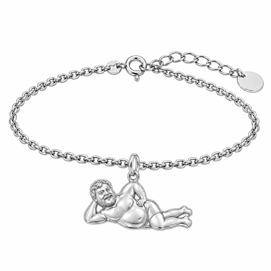 Lounge Life Man Charm Bracelet Set – silver, front view