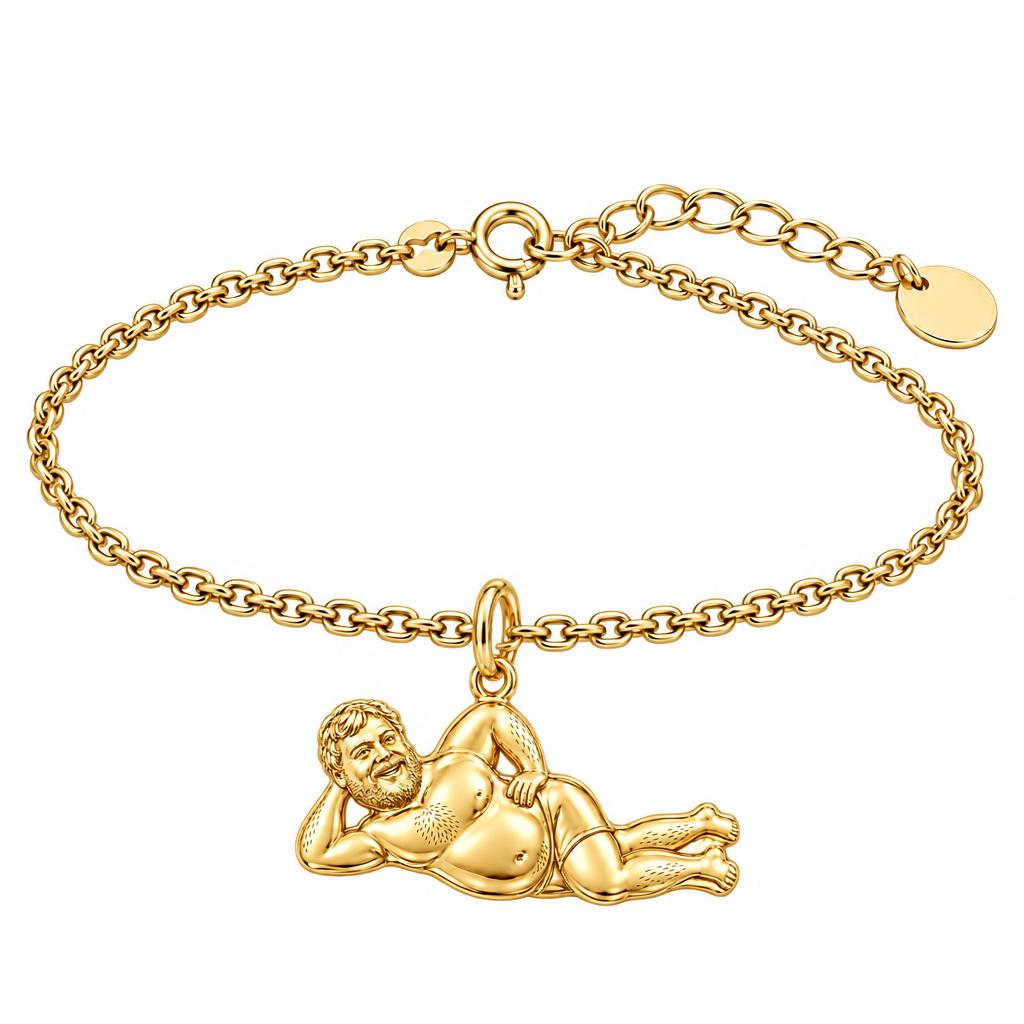 Lounge Life Man Charm Bracelet Set – 18K gold, front view