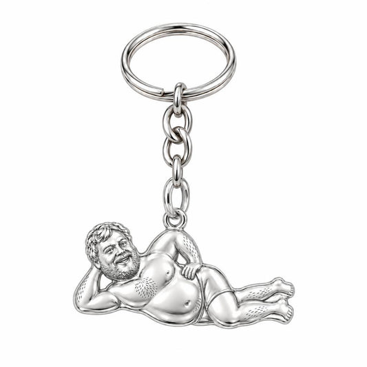 Lounge Life Man Charm Keychain – silver, front view