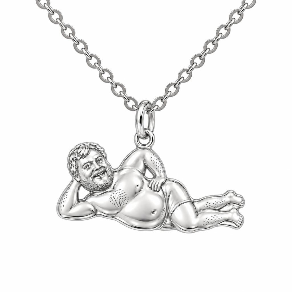 Lounge Life Man Charm Necklace Set – silver, front view