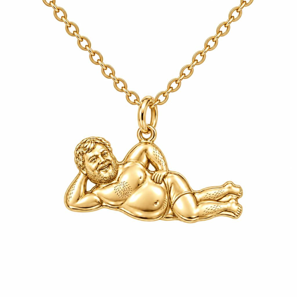Lounge Life Man Charm Necklace Set – 18K gold, front view