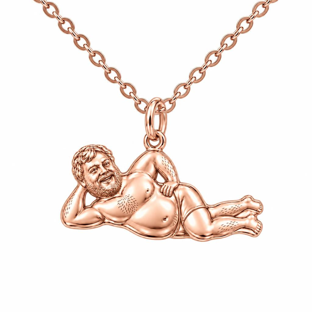 Lounge Life Man Charm Necklace Set – rose gold, front view