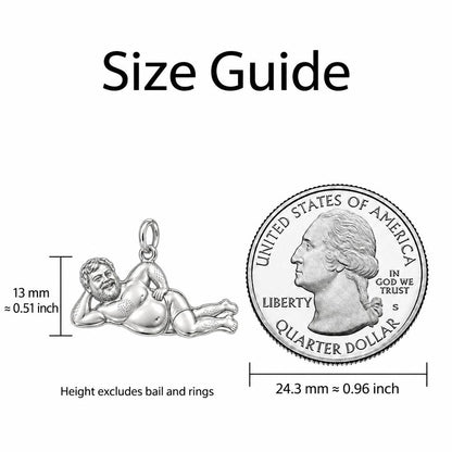 Lounge Life Man Huggie Charm Earrings – size guide, 13 mm charm next to a quarter