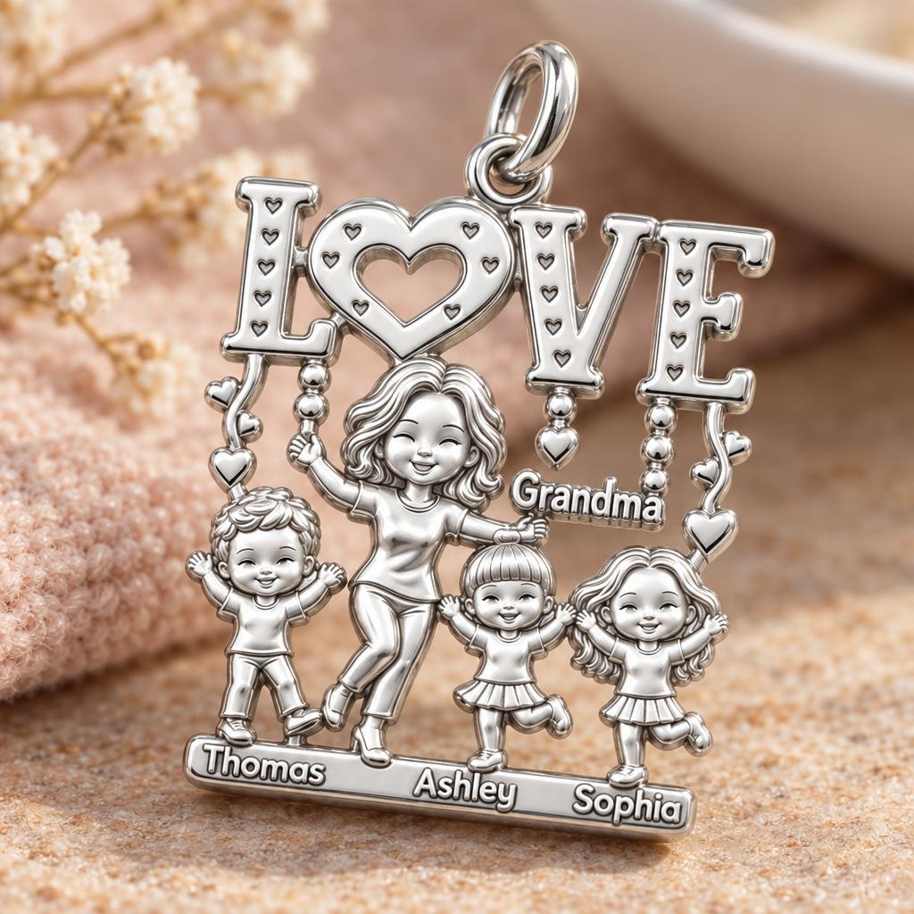 Love Grows Here Charm Bracelet – Personalized Grandma Gift – macro detail of the charm