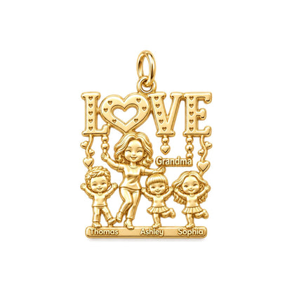 Love Grows Here Charm Bracelet – Personalized Grandma Gift – 18K gold plated 3 cm charm, front view