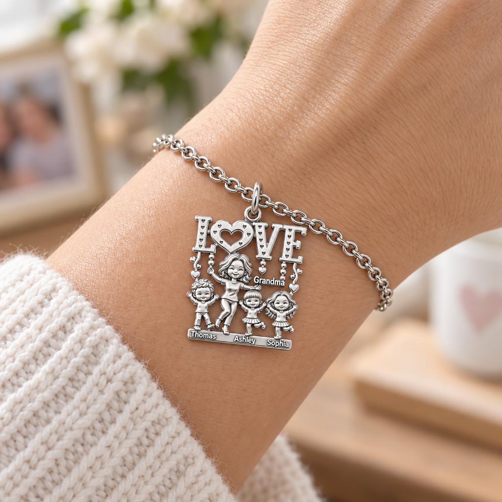 Love Grows Here Grandma Charm Bracelet Set – worn / in use
