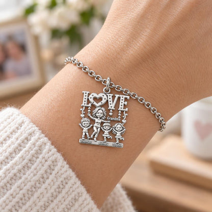 Love Grows Here Grandma Charm Bracelet Set – worn / in use