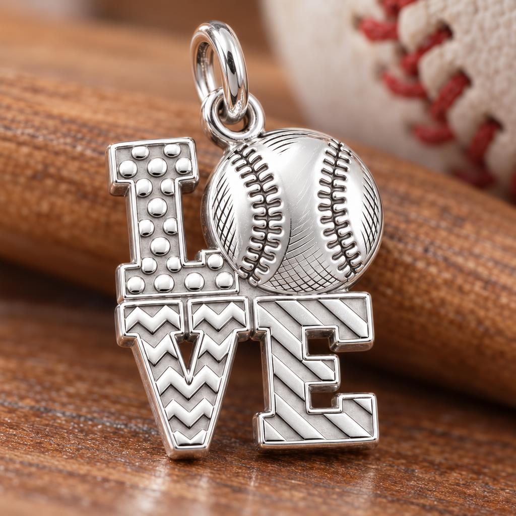 Love of the Game Charm Bracelet – Personalized Sports Mom Gift – macro detail of the charm
