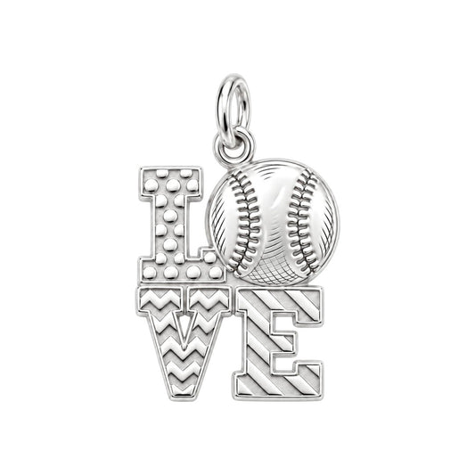 Love of the Game Charm Bracelet – Personalized Sports Mom Gift – silver charm, front view