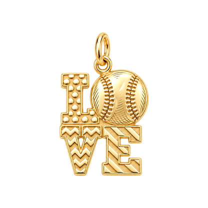 Love of the Game Charm Bracelet – Personalized Sports Mom Gift – 18K gold charm, front view