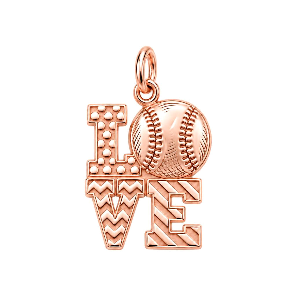 Love of the Game Charm Bracelet – Personalized Sports Mom Gift – rose gold charm, front view