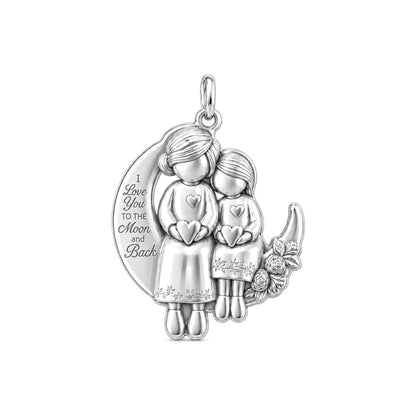 Love You to the Moon Sisters Charm and Polyester Cord Bracelet Set