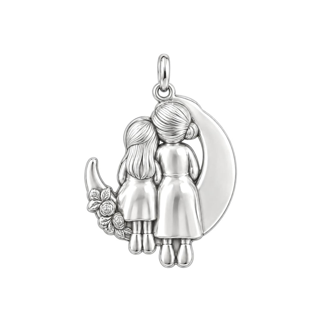 Love You to the Moon Sisters Charm and Polyester Cord Bracelet Set