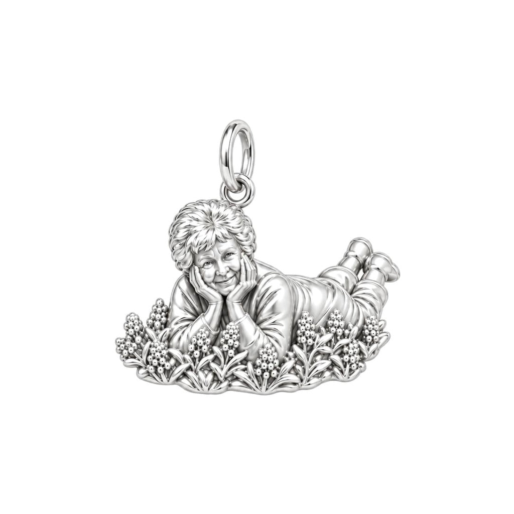 Loved One in Garden Charm Bracelet – Personalized Mom Gift – silver charm, front view