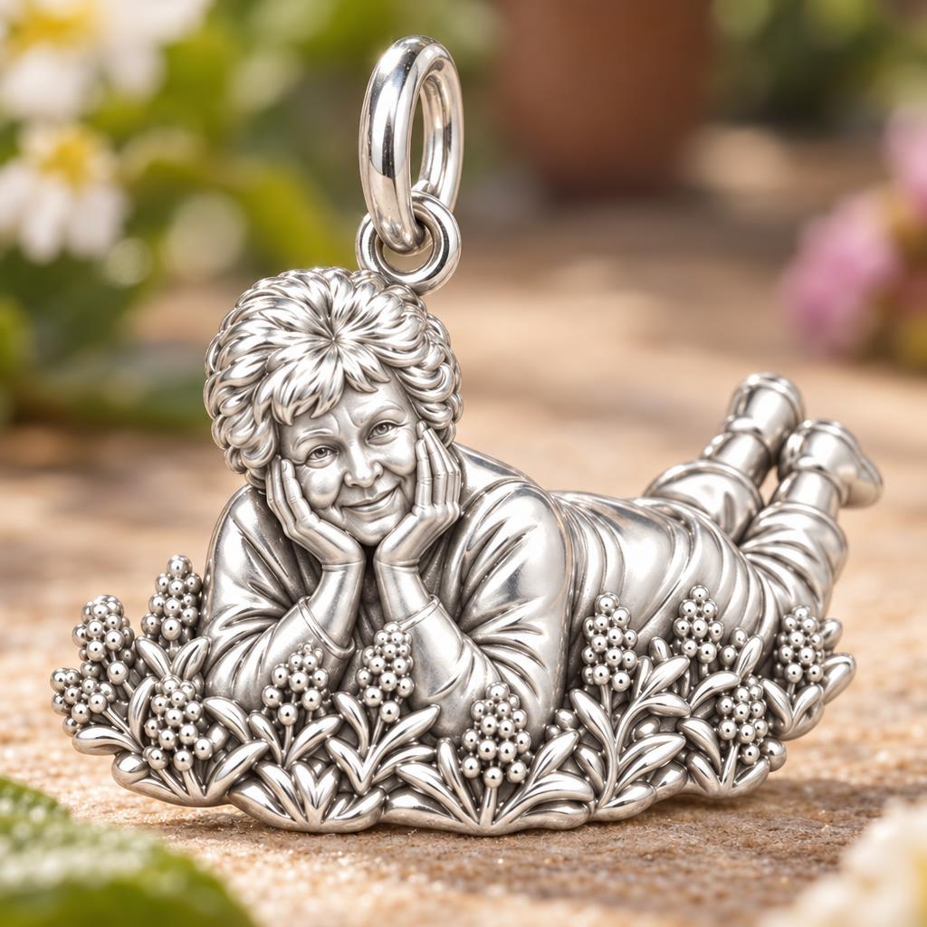Loved One in Garden Charm Bracelet – Personalized Mom Gift – macro detail of the charm