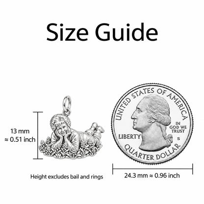 Loved One in Garden Charm Bracelet – Personalized Mom Gift – size guide, 13 mm charm next to a quarter