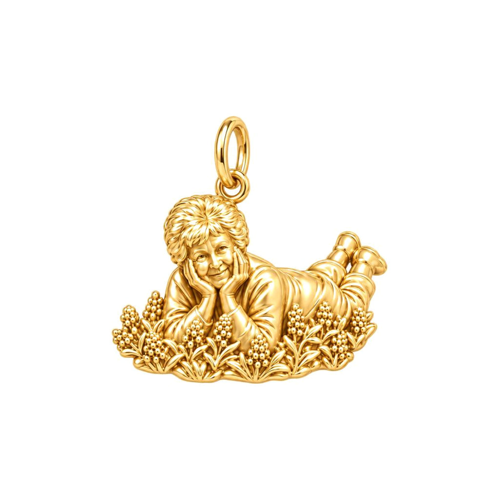 Loved One in Garden Charm Bracelet – Personalized Mom Gift – 18K gold charm, front view