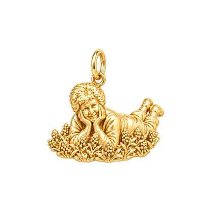 Loved One in Garden Charm Bracelet – Personalized Mom Gift – 18K gold charm, front view