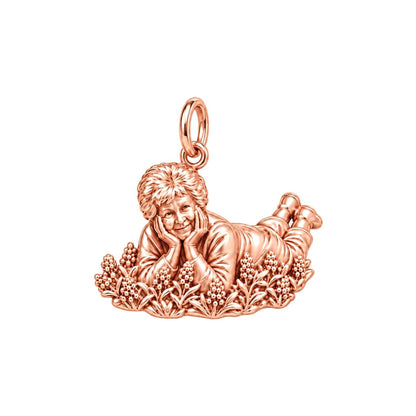 Loved One in Garden Charm Bracelet – Personalized Mom Gift – rose gold charm, front view